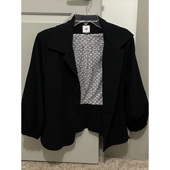 Cabi Women’s 14 Abbott Cropped Jacket Ponte Knit Metal Buttons Black 3027 - Picture 1 of 4
